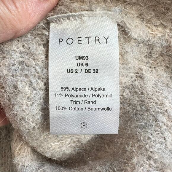 Poetry Alpaca Blouce Knit V-Neck Sweater Pink Purple Cream size 2 - Picture 4 of 7